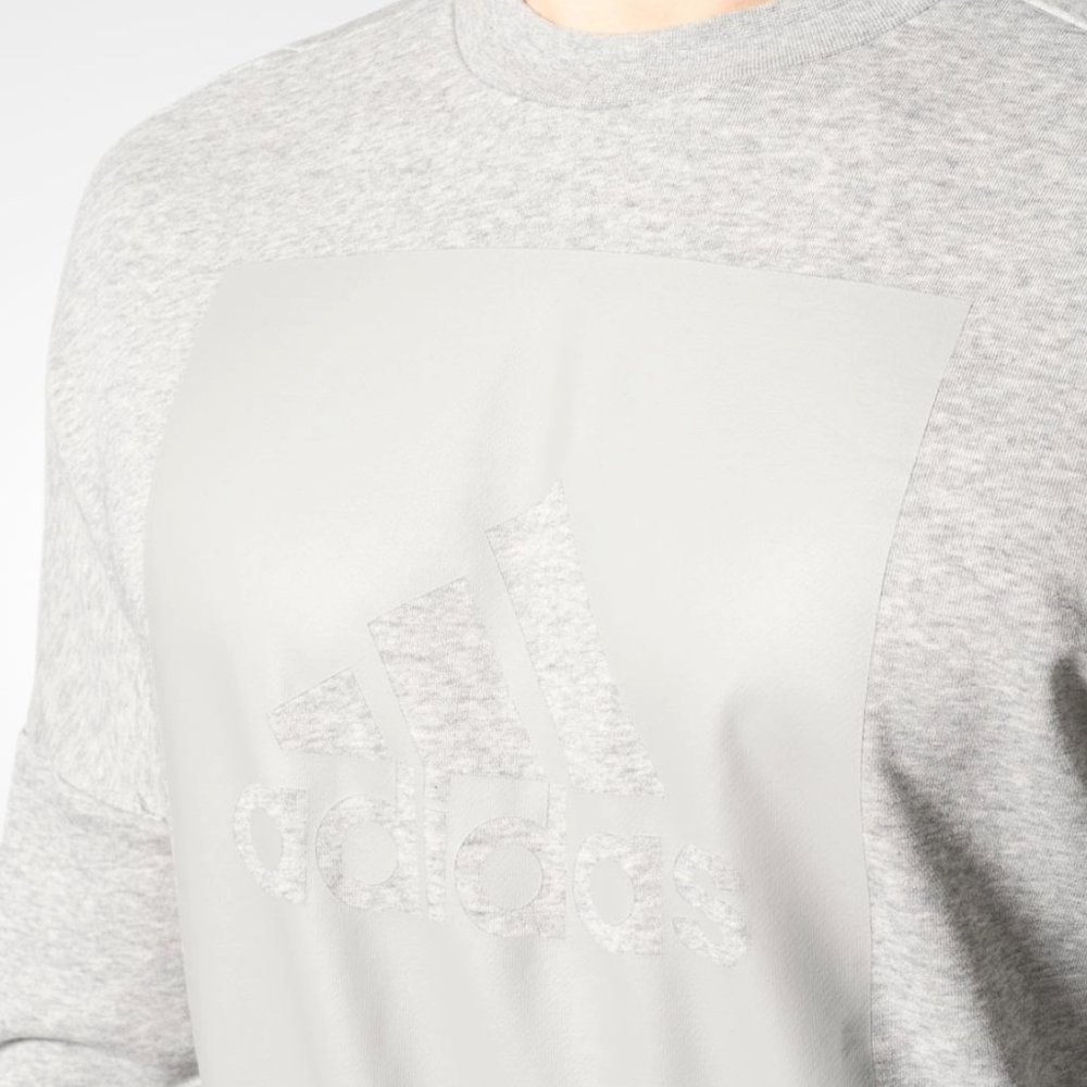 Adidas Sports ID Logo Grey Crewneck Sweatshirt - Picture 4 of 10